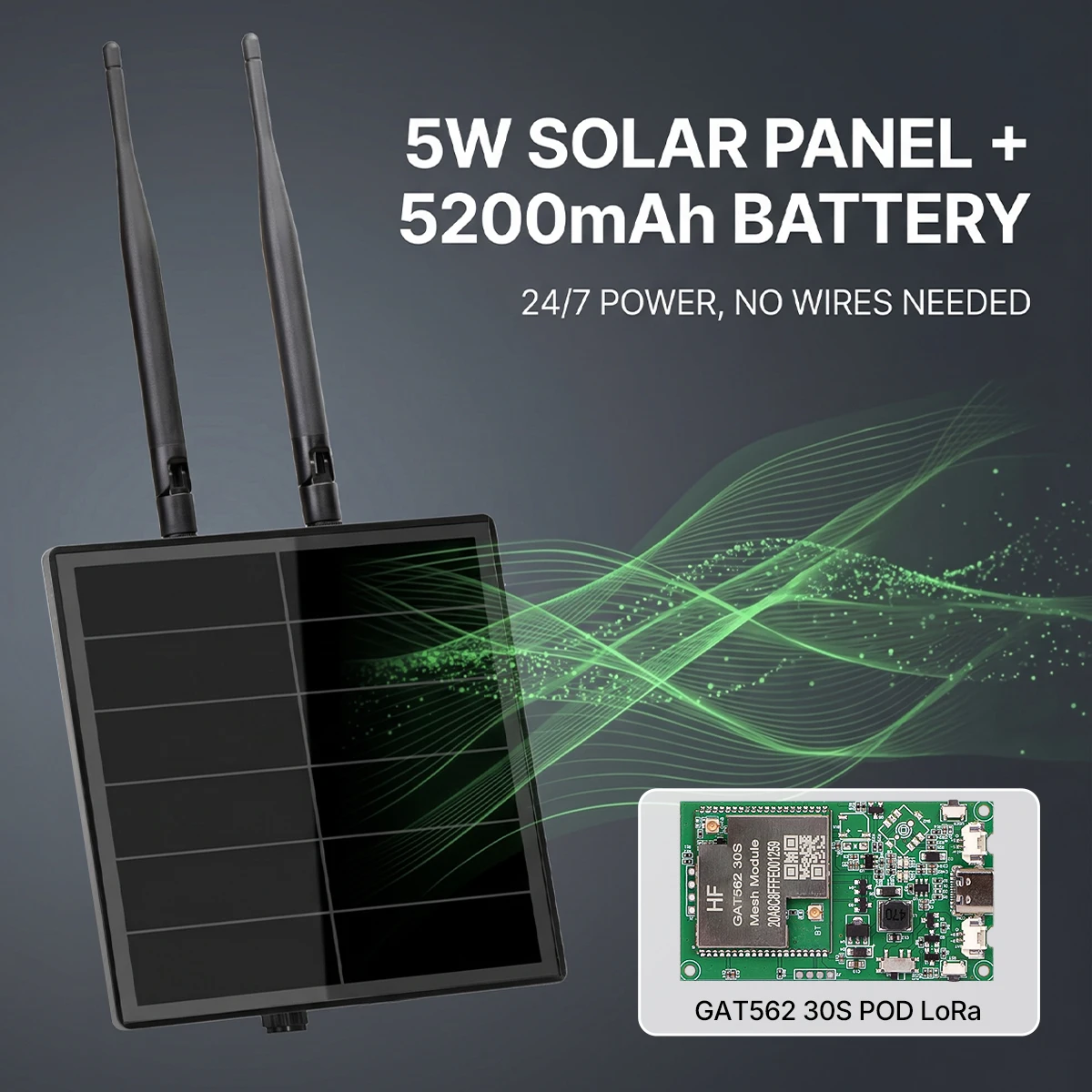 Солнечный LoRa-ретранслятор D5L-G1 со встроенной платой 30dBi GAT562 30S, комплект для прошивки Meshcore Meshtastic Node (art.: 3920dbf296aab) - 3920dbf296aab