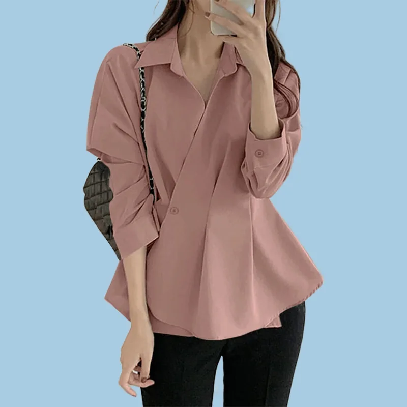 New shirt 2022 early autumn pure cardigan fashion women long sleeve shirts niche design feeling shirt