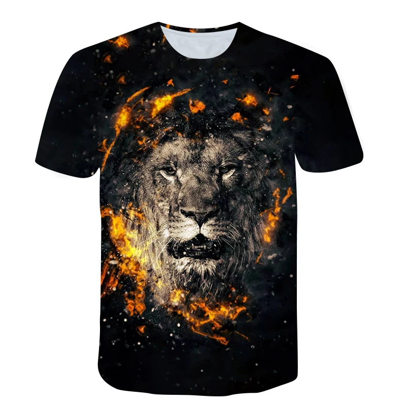 Купи Fashion Cool Animal Lion Photo T-shirt Men's Summer Casual 3D Printing T-shirt Personality Hip-hop Plus Size Loose Trend Top за 157 рублей в магазине AliExpress