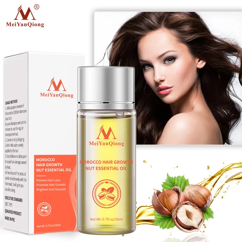 20ML Morocco Hair Growth Nut Essential Oil Dryness Relief Drops Frizz Smooth Anti-hair Loss Treatment Nourish Scalp Massage