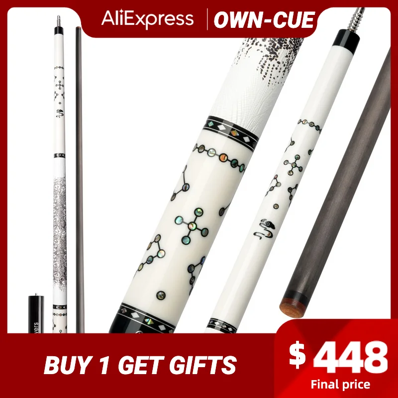 

Jflowers Star Carbon Billiards Pool Cue Stick Technology Carbon Fiber Shaft 12.3mm Tip Real Inlay 3/8*8 Radial Pin Cue Stick Kit