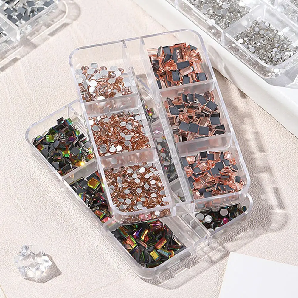 

Flatback Multi Shape Crystal Nail Art Rhinestones 3D Mix Size Diamond Boxed Manicure DIY Strass Decorations Accessories