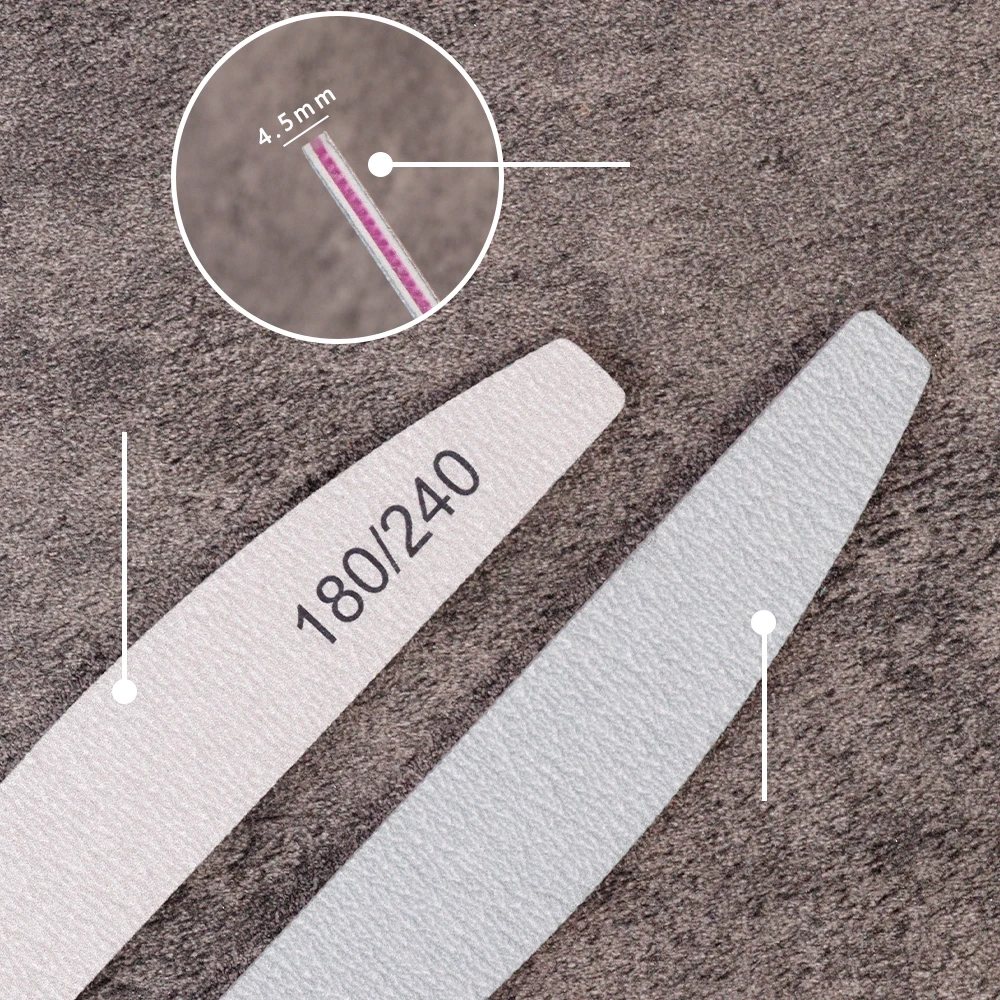 10 шт. профессиональная полулунная пилка для ногтей 100/180 180/240 двухсторонняя яркая