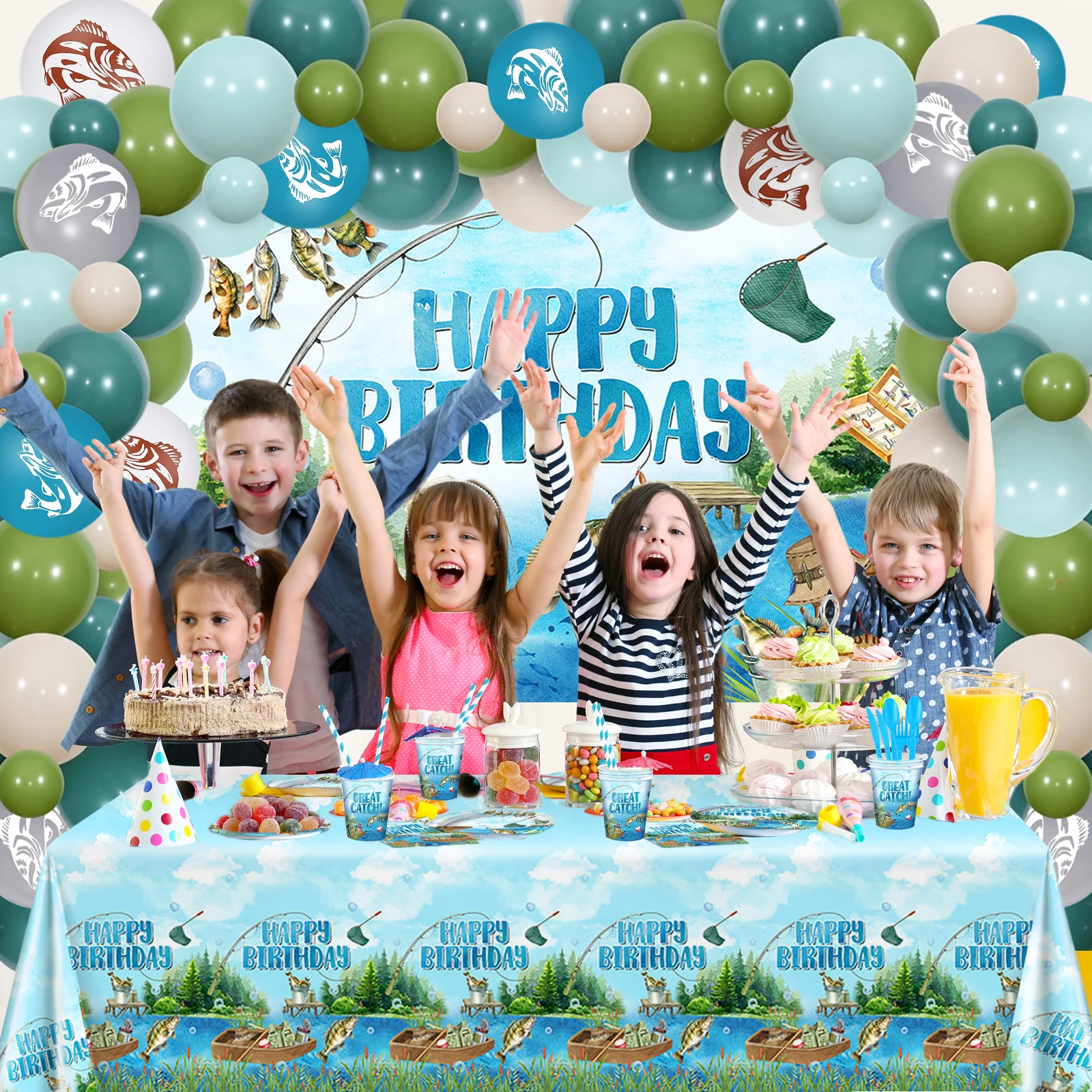 Фон для фотосъемки с изображением рыбалки