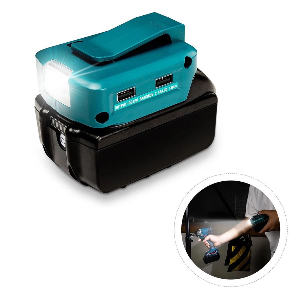 Adapter Portable LED Light Working Lamp With Two USB For14.4-18V Li-ion Battery Pack Portable Tool Battery
