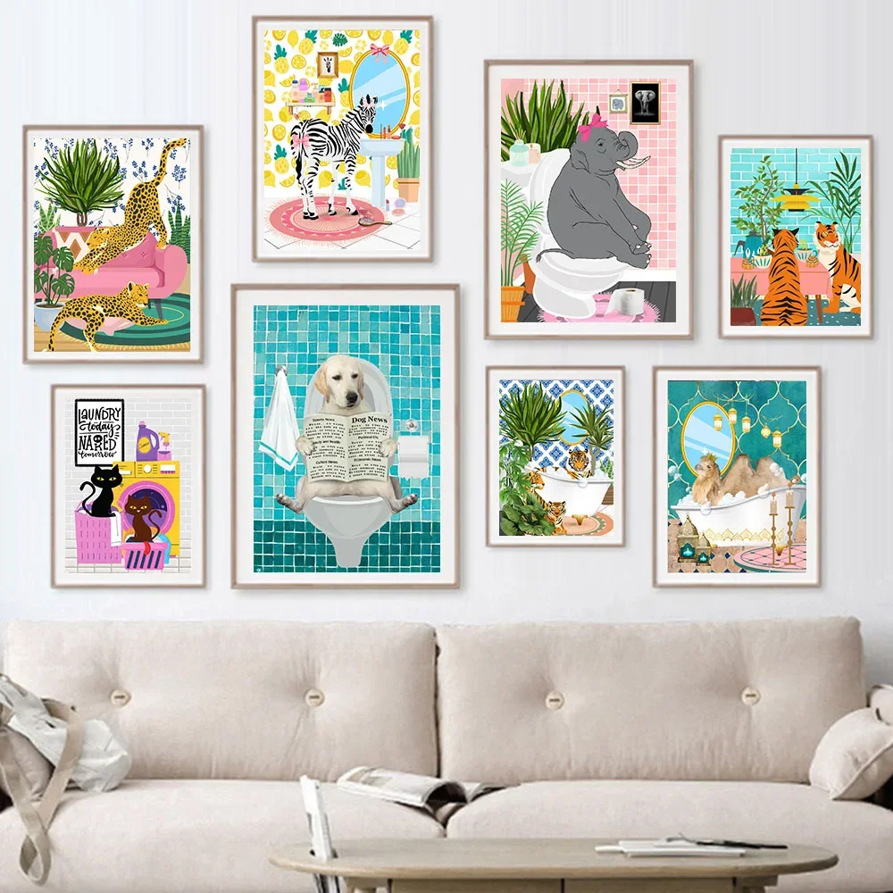 

Плакат на холсте с изображением джунглей, тигра, верблюда, ванной, ботанических растений