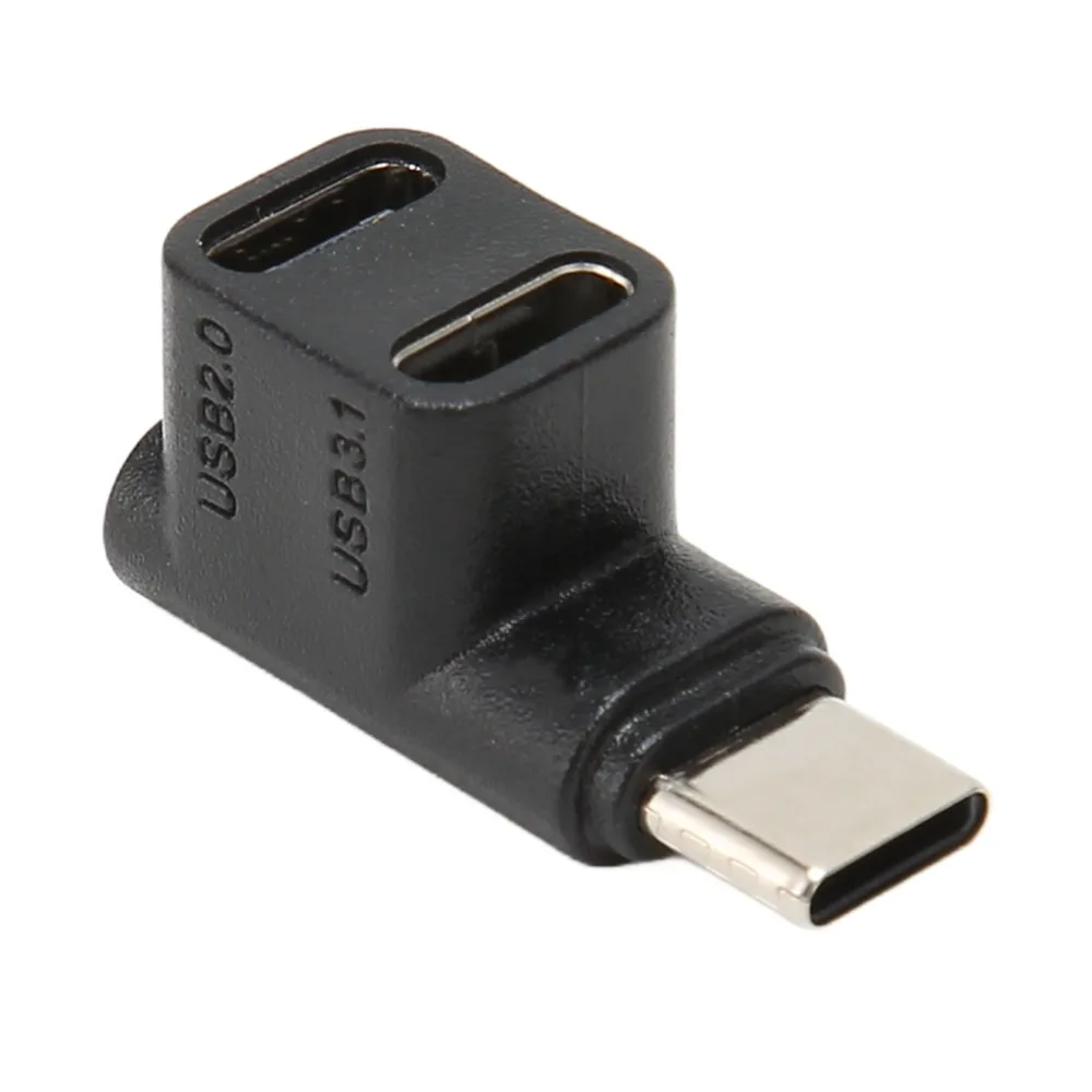 Фото 2 шт. USB-C адаптер 10 Гбит/с, 4K@60 Гц, 100 Вт, угловой, USB 3.1 Type-C (штекер) на USB-C 3.1 USB-C 2.0, 90 градусов №2