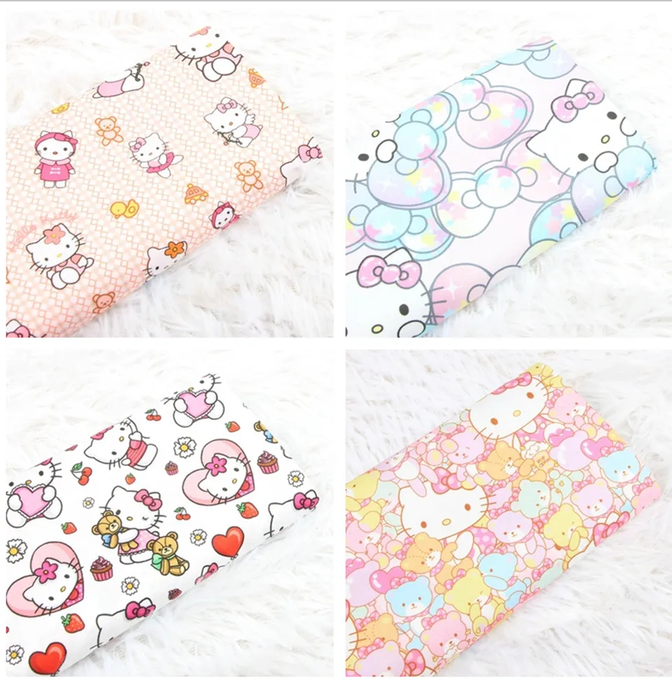 Мультяшный Hello Kitty 100% хлопчатобумажный материал лоскутное шитье предмет