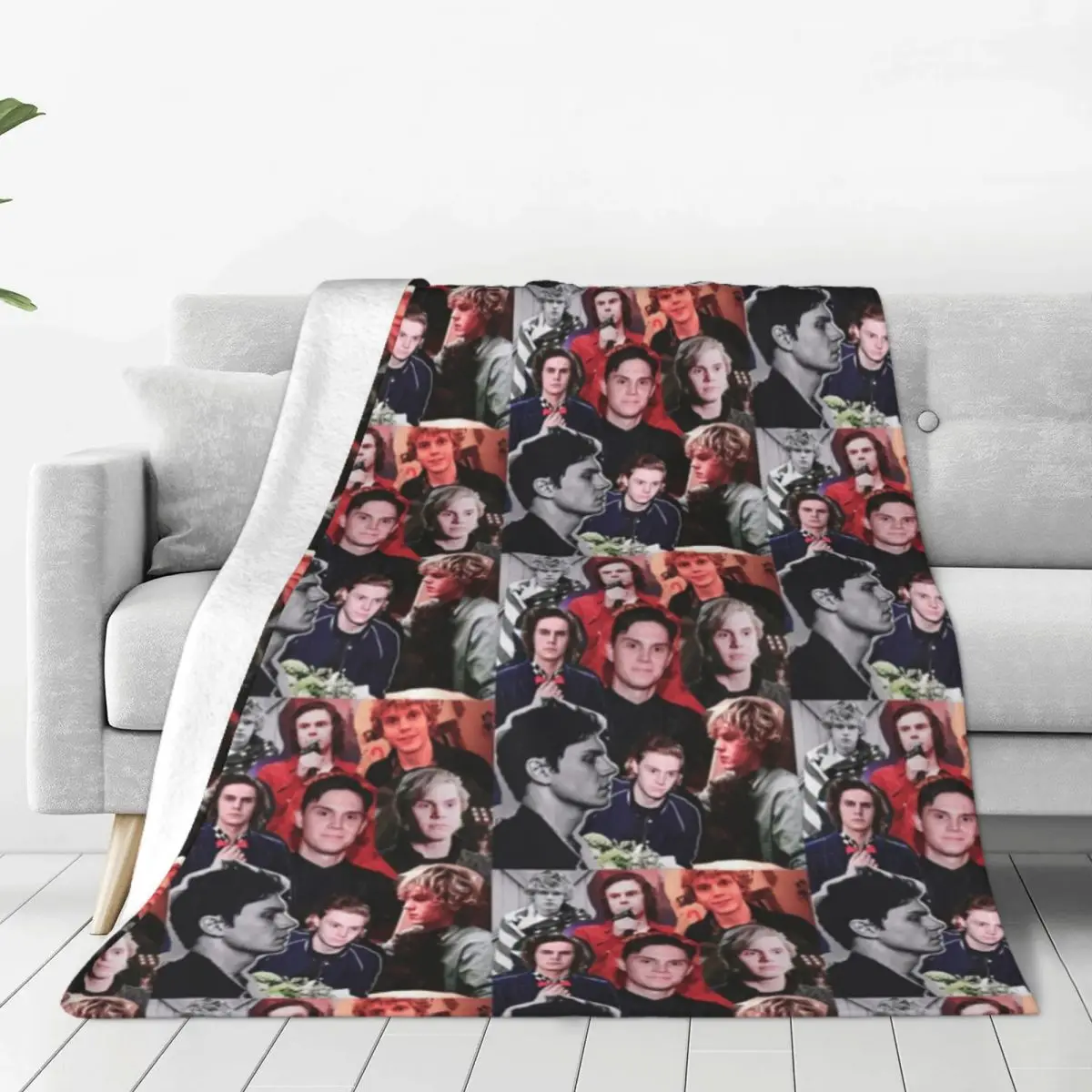 

Evan Peters Collage Flannel Throw Blankets Cute Actor Movie cool Blanket for Bed Car Super Warm Bed Rug