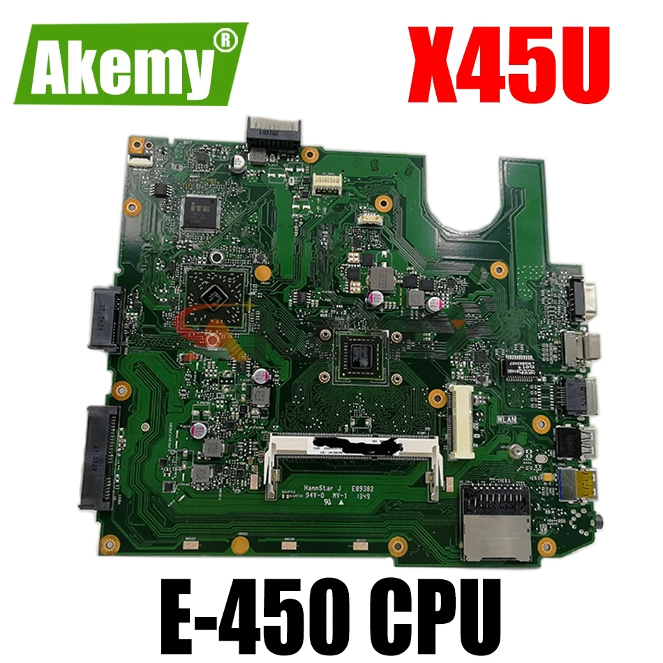 

AKEMY X45U Laptop Motherboard For ASUS VivoBook X45U A45U Original Mainboard AMD E-450 (E450) CPU