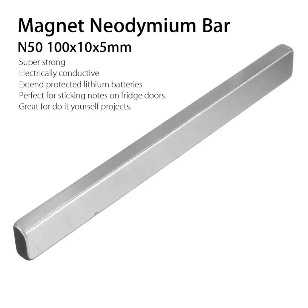 

Magnet Strong Magnet Bar 2Pcs N50 Rectangle Block Neodymium Rare Earth Bars 100x10x5mm