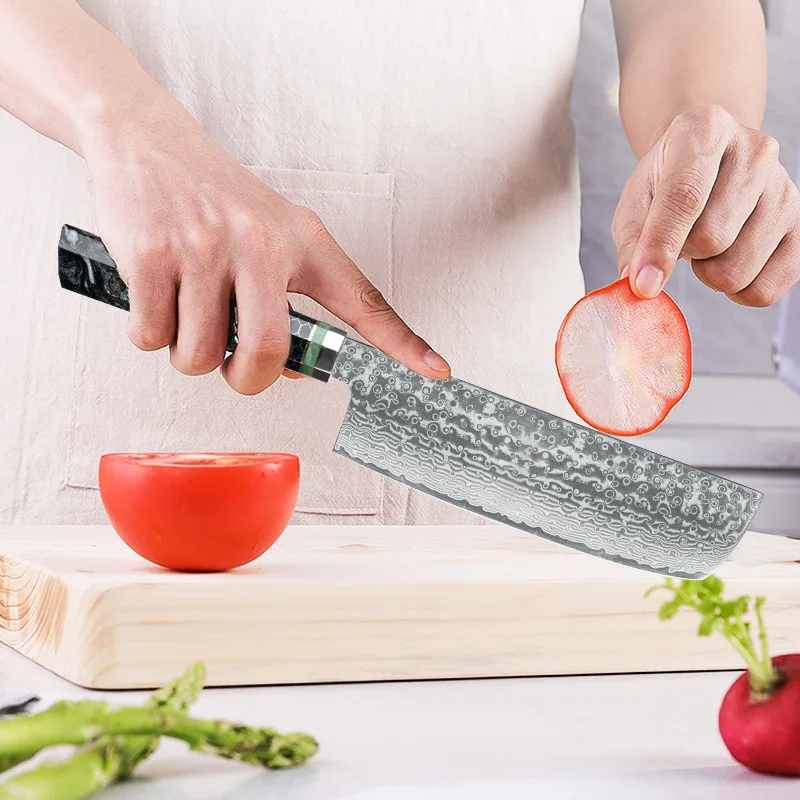 FINDKING 6 8 дюйма искусственная Смола Ручка 67 слоев Дамасская сталь 9Cr18MoV лезвие