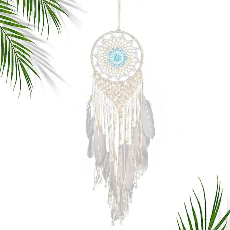 

Dream Catcher With Feathers White Feather Dream Catcher Boho Decor Handmade Indians Traditional Circular Net For Wall Hangable