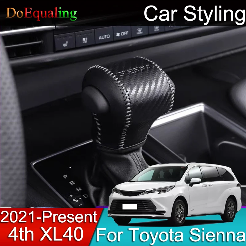 

Car Gear Cover Protective PU Leather Handle Hand Sewn Accessories Interior for Toyota Sienna 4th XL40 2020 2021 2022