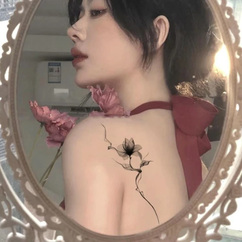 Чернила лотос цветок художественная тату-наклейка временная татуировка