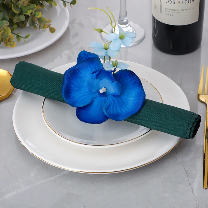 

6pcs Simulated flower phalaenopsis napkin ring, Valentine's Day, romantic western restaurant, decorative napkin button