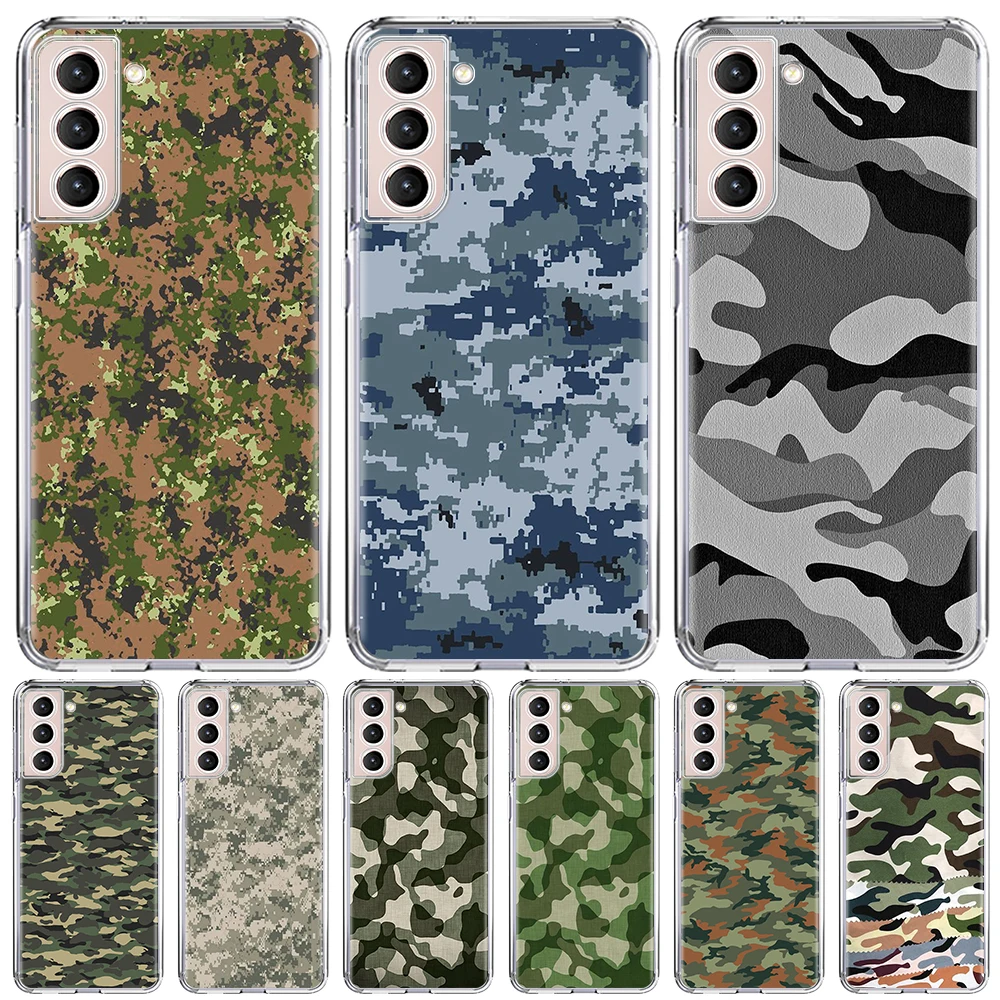 

Camouflage Pattern Camo Military Army Case for Samsung Galaxy S23 S22 Ultra S21 S20 FE S10 5G S9 S8 Plus S10e Clear Phone Cover