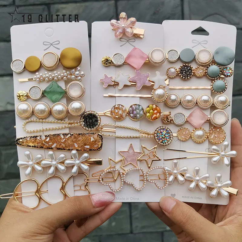 S Pearl Hair Clip For Women Korean Hairpin Geometric Crystal Hair Barrettes Girl Hair Accessories Hairgrip