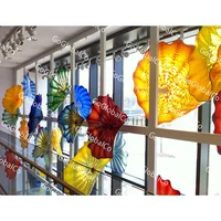 Handmade Hanging Wall Art Modern Hand Blown Art Flower Plate Murano Glass Plates Wall Hanging Art Customized