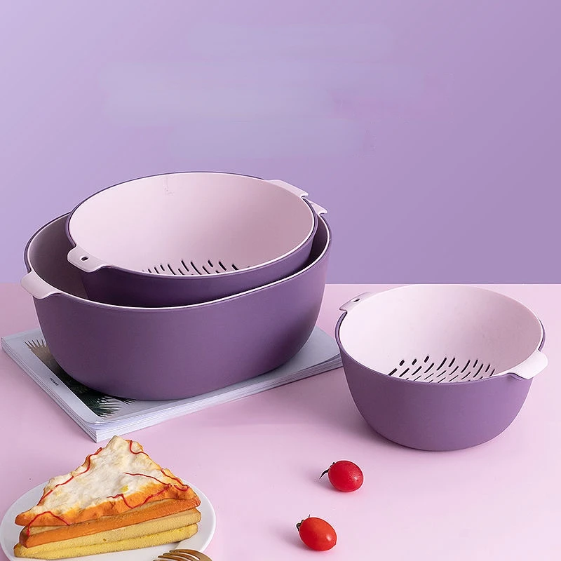 

Double Storage Basket for Kitchen, Washing Basin, Fruit Plate, Draining Basket, Gadget, Accessories