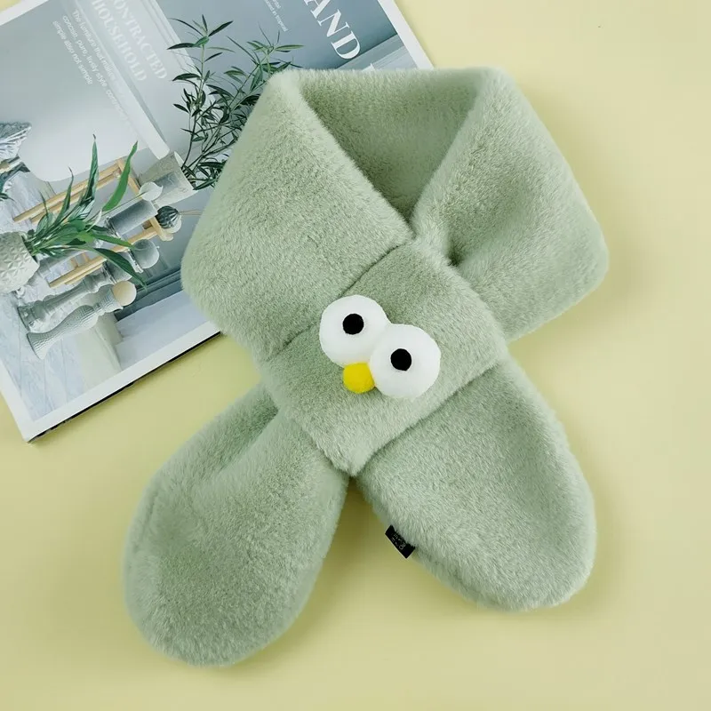 

Children Imitate Rabbit Hair Small Plush Scarf Winter Korean Version Thickened Keep Warm Cycling Neck Guard Neutral Shawl C96