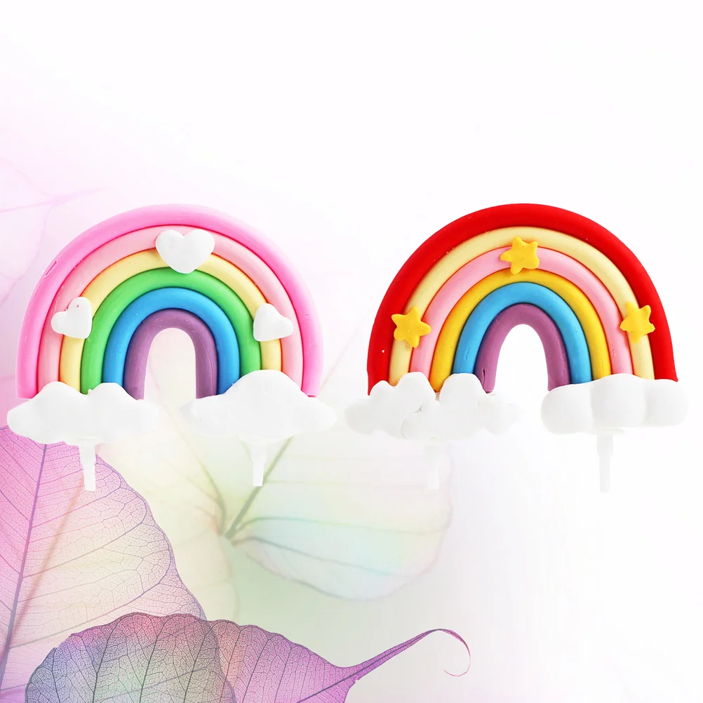 

2 Pcs Cake Ornament Rainbow Birthday Rainbow Candy Toothpick Rainbow Cupcake Pick Cupcake Picks Birthday Cake Adornment Baby