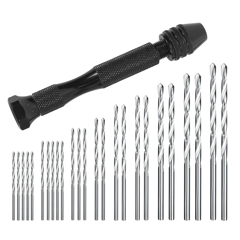 

Hand Drill Set Precision Pin Vise With 25 Pieces Mini Twist Drill Bits For Model,Diy,Jewelry Making,Multipurpose Rotary Tool Dri