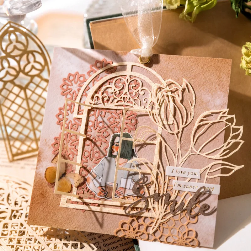 

10 Pcs Window Flower Circle Lace Paper Art Handmade Crafts Junk Journal Planner Scrapbooking Butterfly Diy Decorative Paper
