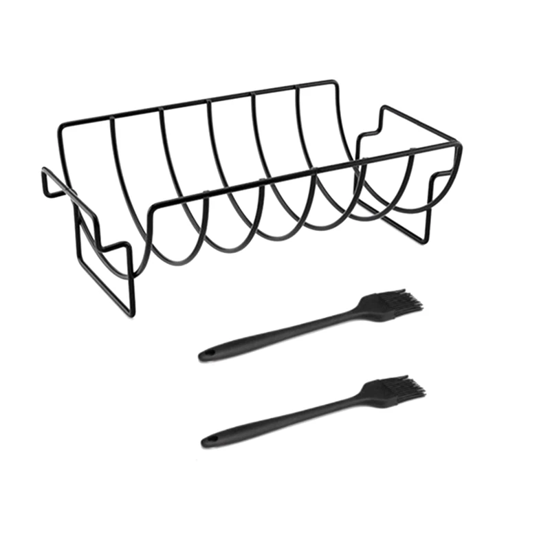 

Стойка для барбекю, гриль с масляной щеткой, может вместить 6 ребристых стеллажей для гриля, ребер для барбекю, для курильщиков газа или барб...
