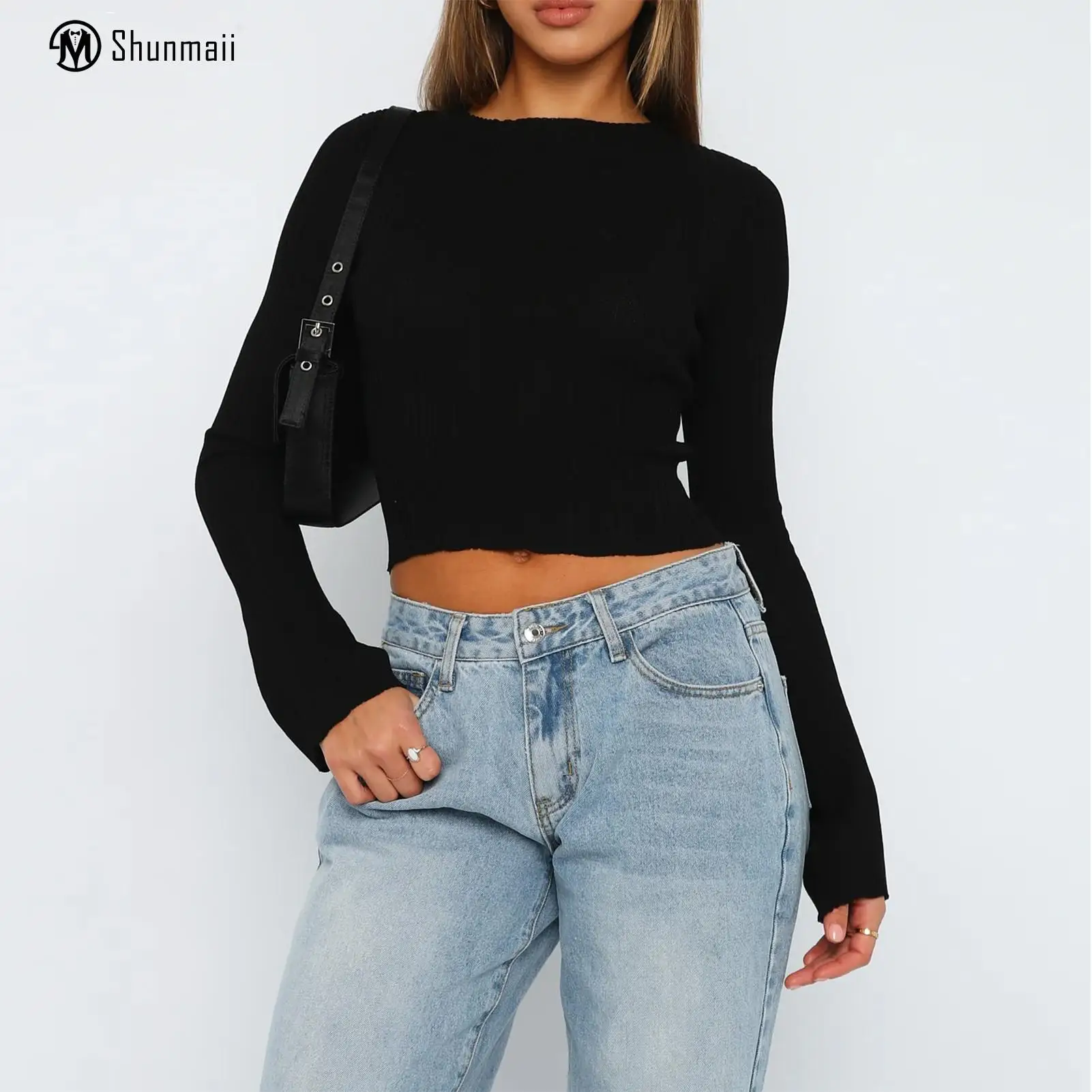 

Женский летний топ с открытым пупком, Женский однотонный пикантный топ с круглым вырезом, уличная одежда в рубчик