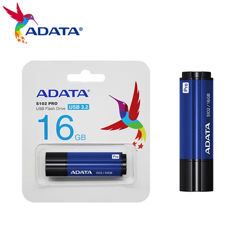 ADATA S102 Pro USB-накопитель Оригинальный металлический USB3.1 Высокоскоростной 16 ГБ Синий Серый Устройство чтения tp 200 МБ/с флэш-накопитель