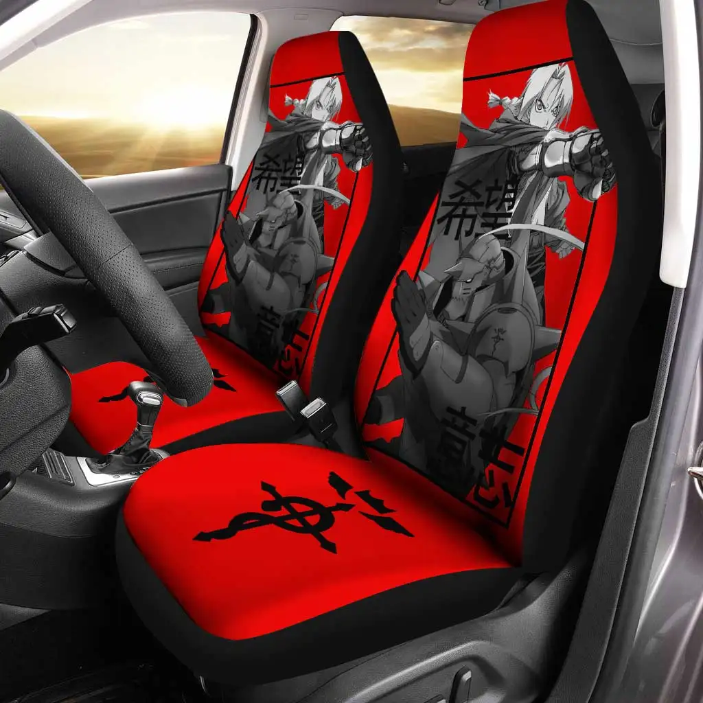 

Elric Brothers Car Seat Covers Custom Fullmetal Alchemist Anime Car Accessories,Pack of 2 Universal Front Seat Protective Cover