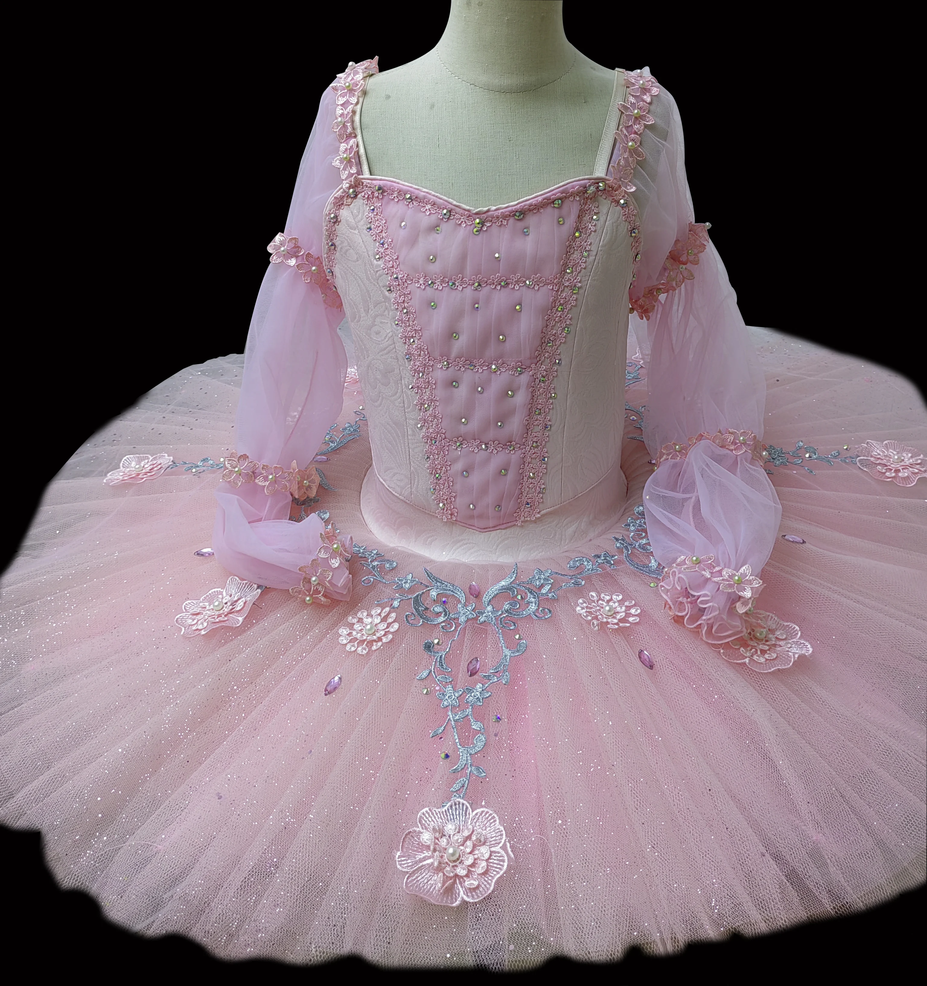 

Fairy Doll Professional Ballet Tutu Pink Puff Sleeve Nutcracker Ballet Performance Costume Women Ballet Pancake Tutu Dress