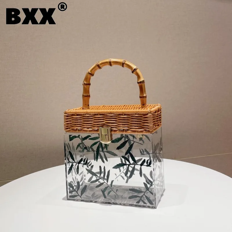 

[BXX] 2023 New Items Contrast Color Printing Acrylic Handbags For Women Fashion Protable Shopping Handbag Female Trend 8AB67