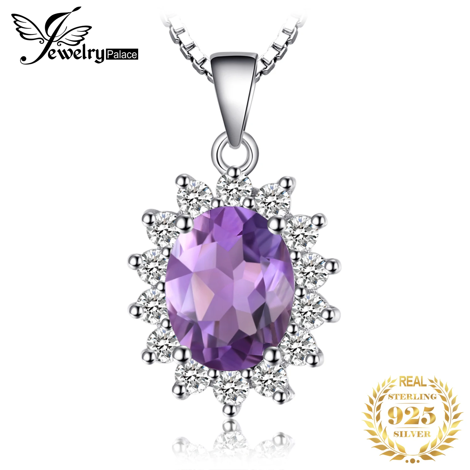 

JewelryPalace 1.7ct Diana Natural Amethyst 925 Sterling Silver Pendant Necklace for Women Trendy Jewelry No Chain New Arrival