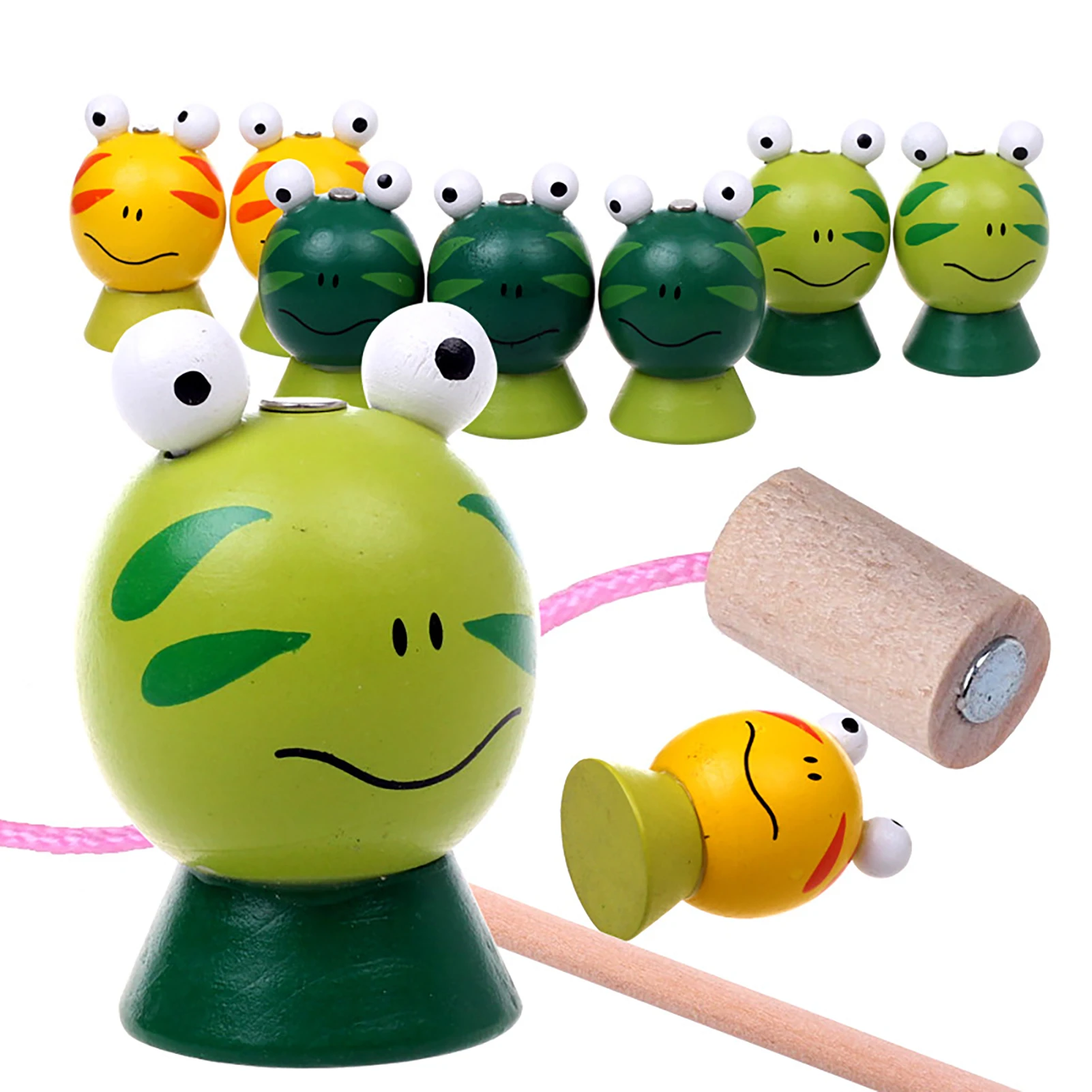 

Magnetic Fishing Game Toy Set Montessori Toys With 2 Magnet Poles Rod And 7 FrogsFunny Gifts For Educational Learning Portable