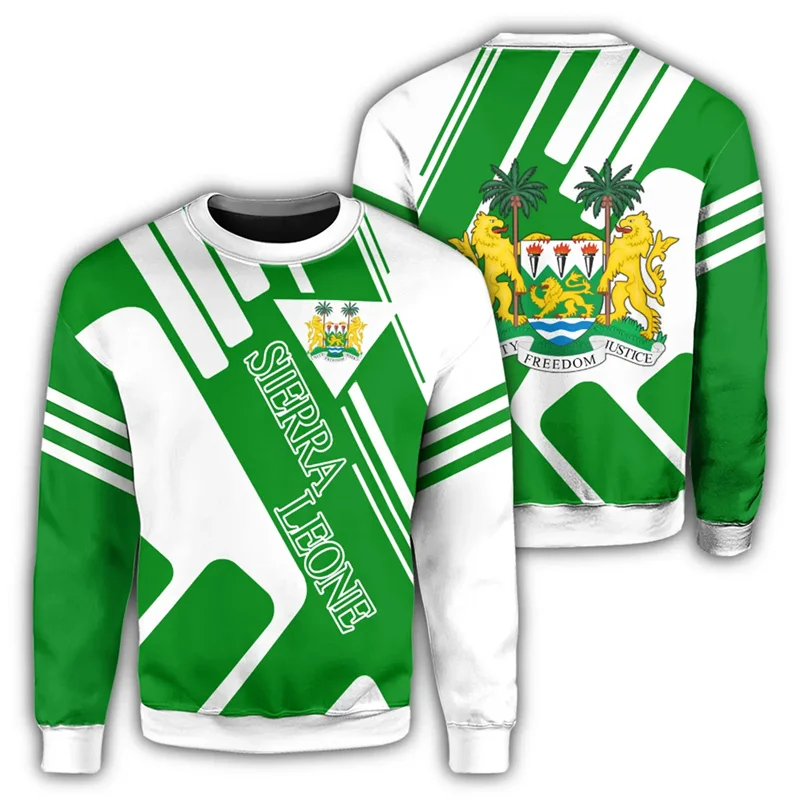 Sierra Leone Flag Map Graphic Sweatshirts For Men Clothes Fashion Women Sweater Casual Male Streetwear Autumn Pullover Tracksuit