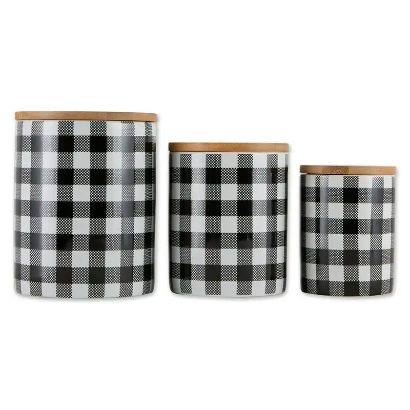 

Buffalo Check Ceramic Canister, Black & White - Set of 3