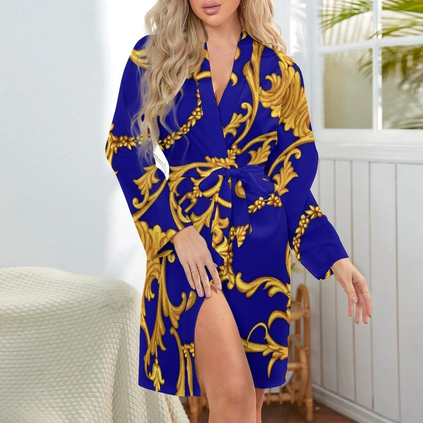 

Соблазнительный банный халат ночная рубашка Rococo с замысловатой каймой (2) ночная рубашка уютный халат с поясом