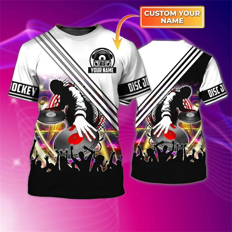 Фото Мужская футболка с 3D принтом DJ Music Graphic, летняя модная унисекс, повседневная футболка с рукавами Sjort, подарок для DJ Lovers, топы №5