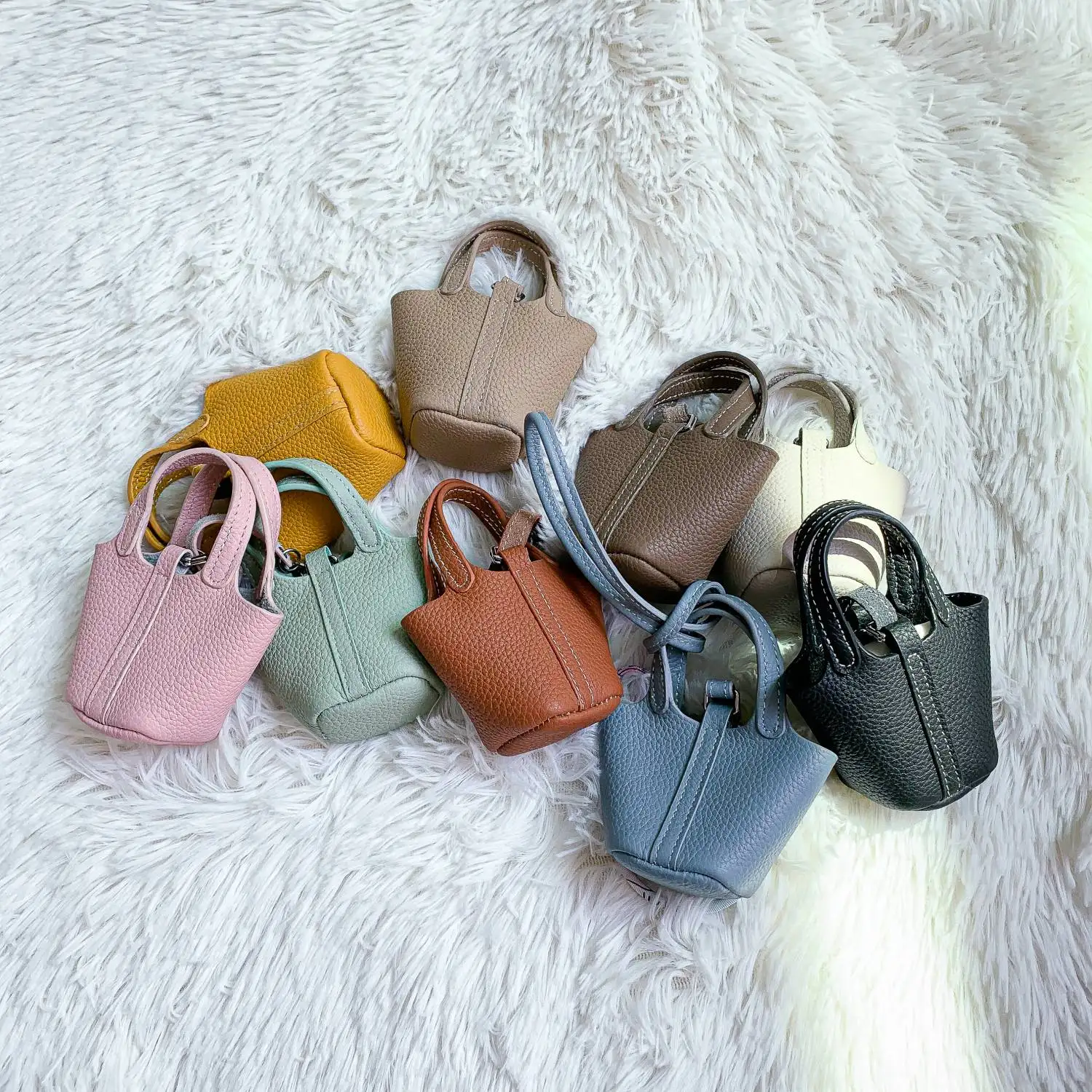 Picotin Luxury Bag Charm Hang Decorations for Women Purse Car Key Chains Genuine Leather Fashion Accessories For HandBags