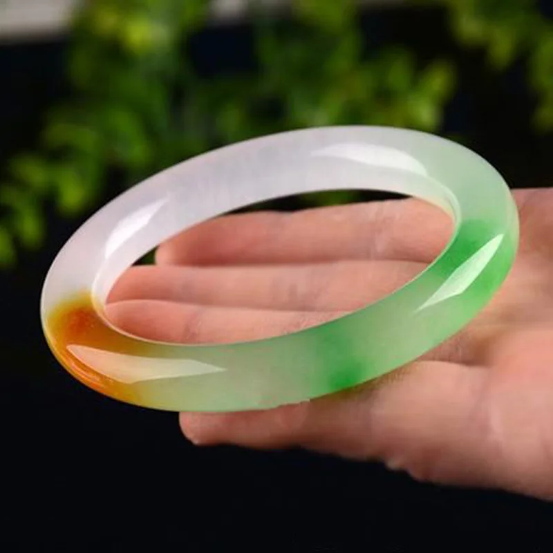 

Jade Ice Jadeite Color Three-color Bracelet Quartzite Round Bar Beauty Bangles Gift Accessories Hand Ring Fine Jewelry