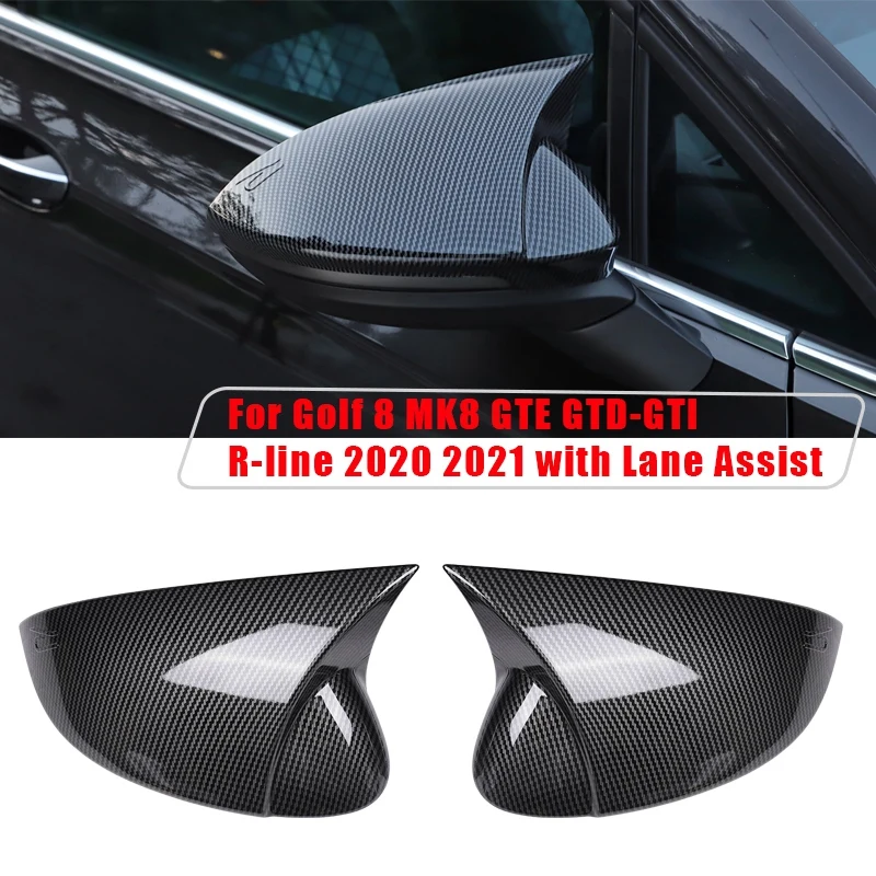 

Carbon Fiber Side Mirror Rear View Mirror Cover Cap Ox Horn For Golf 8 MK8 GTE GTD R-Line 2020 2021