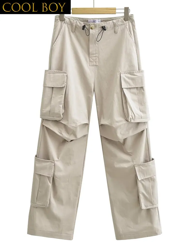 

F GIRLS Khaki Cargo Pants Men Streetwear Oversize Black Cargo Trousers Male Casual Japanese Pocket Cotton Harajuku Safari Style