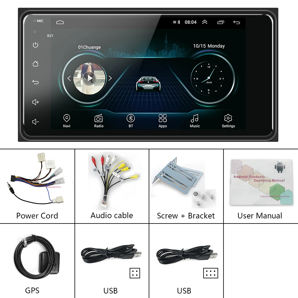 Podofo Android 2 Din Car Radio Multimedia MP5 Video Player GPS WIFI 2din Stereo Receiver for Toyota Corolla Support Mirror Link images - 6
