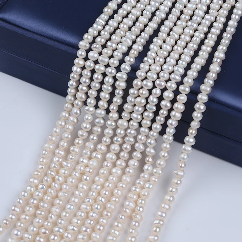 

5-6mm White Natural Loose Real Freshwater Potato Pearl Beads Strand