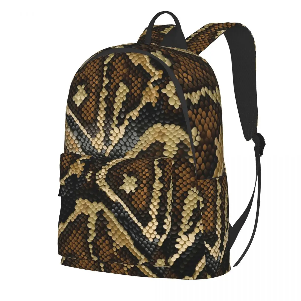 

Brown Beige Snakeskin Design Backpack Black Ball Phyton Scarf Large Backpacks Stylish High School Bags Cycling Design Rucksack