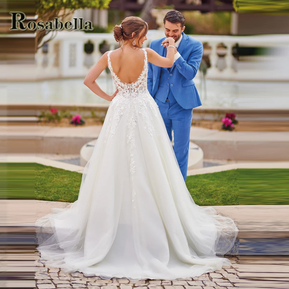 

ROSABELLA Charming A-line Wedding Dresses For Women Illusion Appliques Vestidos De Novia Brautmode Personised Plus