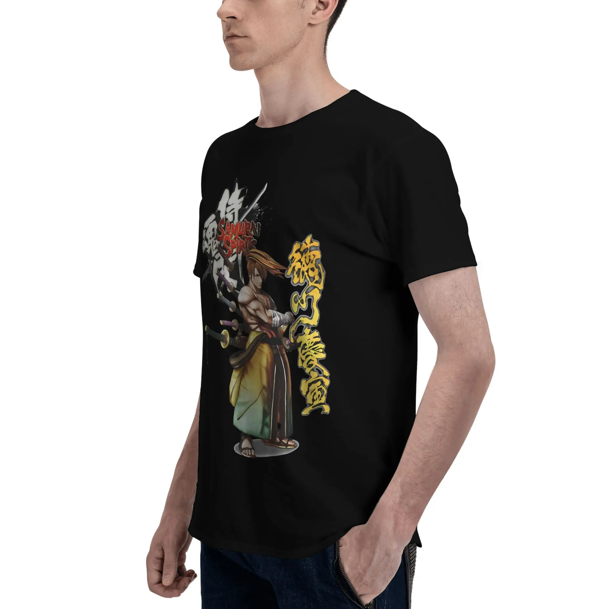 Фото Футболка из 100% хлопка с забавным принтом SAMURAI SHODOWN, SAMURAI SPIRITS, TOKUGAWA YOSHITORA, футболки Samurai Spirits для мужчин №5