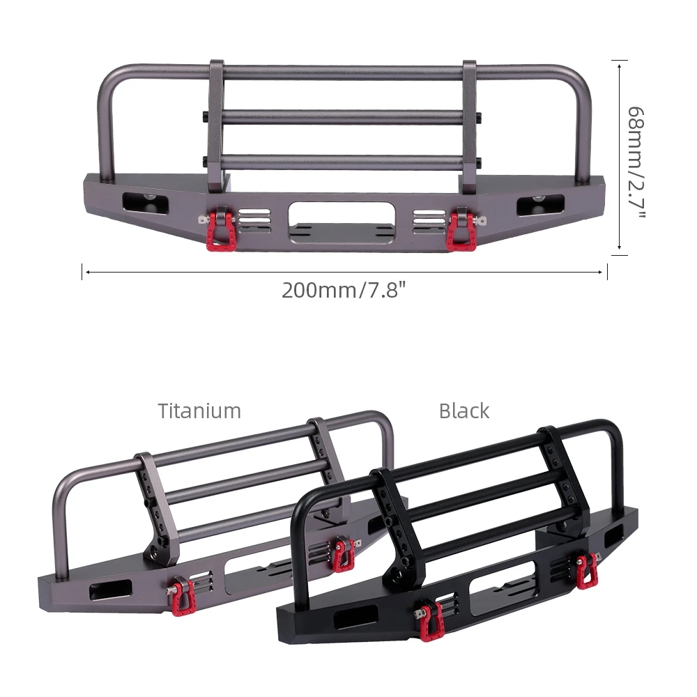 

-Регулируемый металлический передний бампер для 1/10 RC Crawler Traxxas TRX4 Defender Axial SCX10 SCX10 II 90046 90047